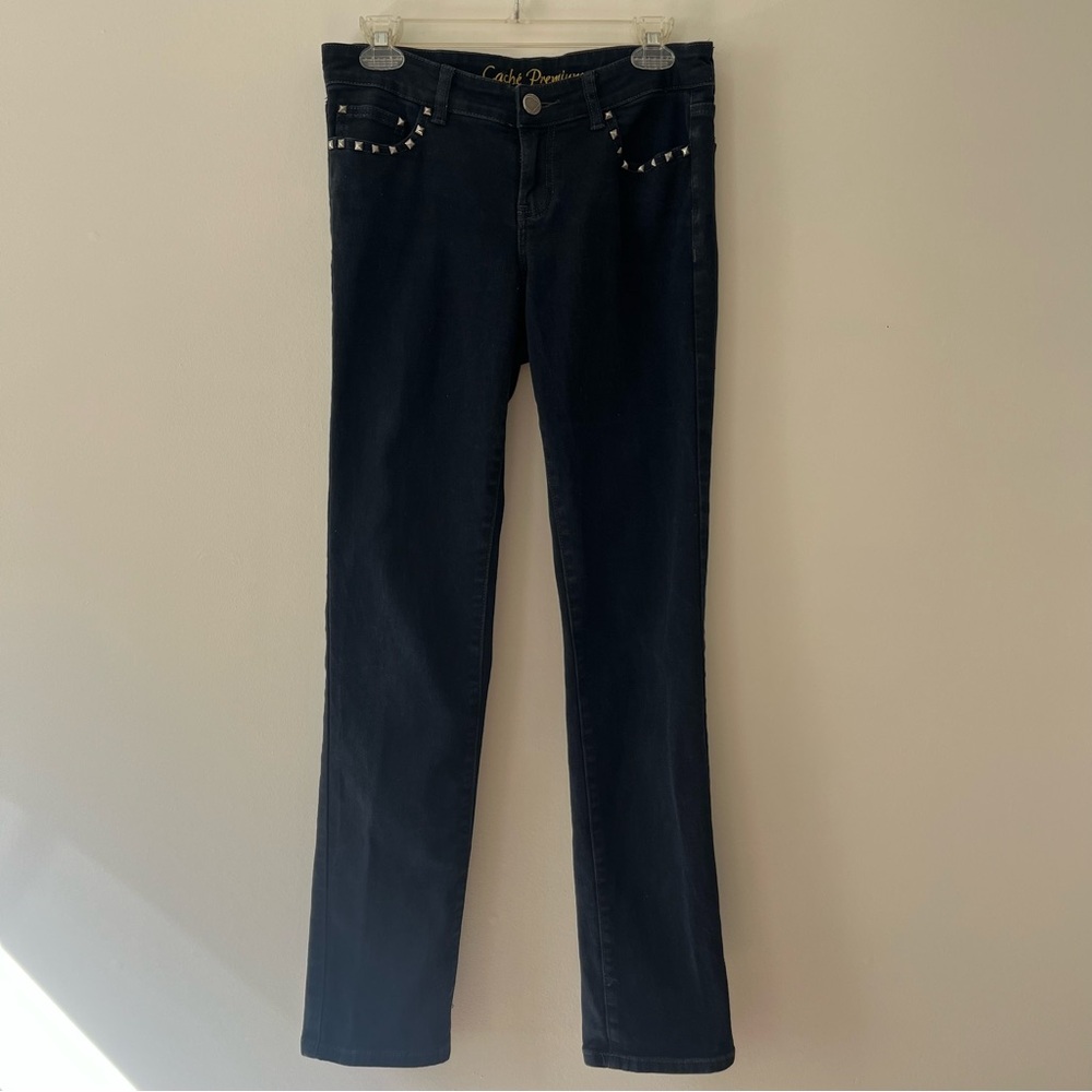 Cache Slim Straight Stretch Jeans 6 Studs